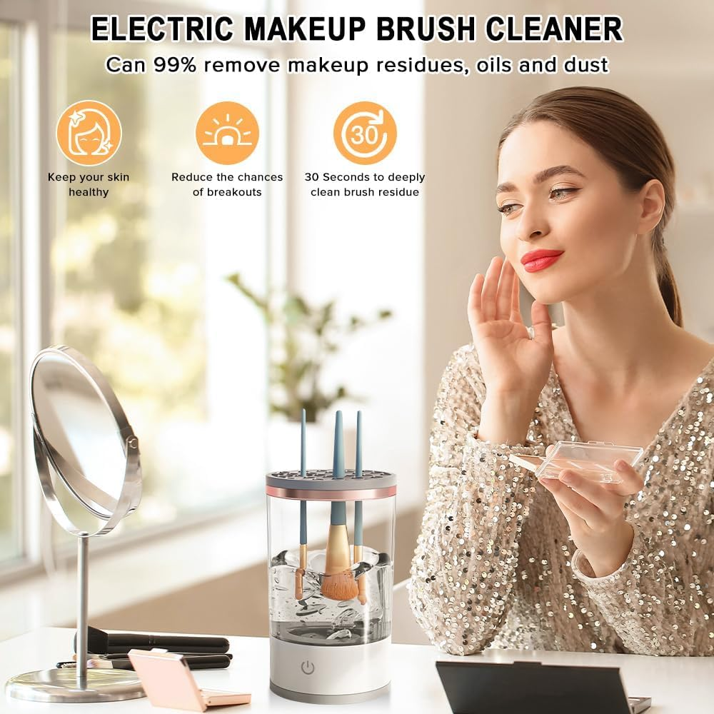 Electric Makeup Brush Cleaner, Yakiter USB Makeup Brush Cleaner, Hand Free Make up Brush Cleaner Set for Cleaning and Drying,Make up Brush Tool for All Sizes(White) image number 2