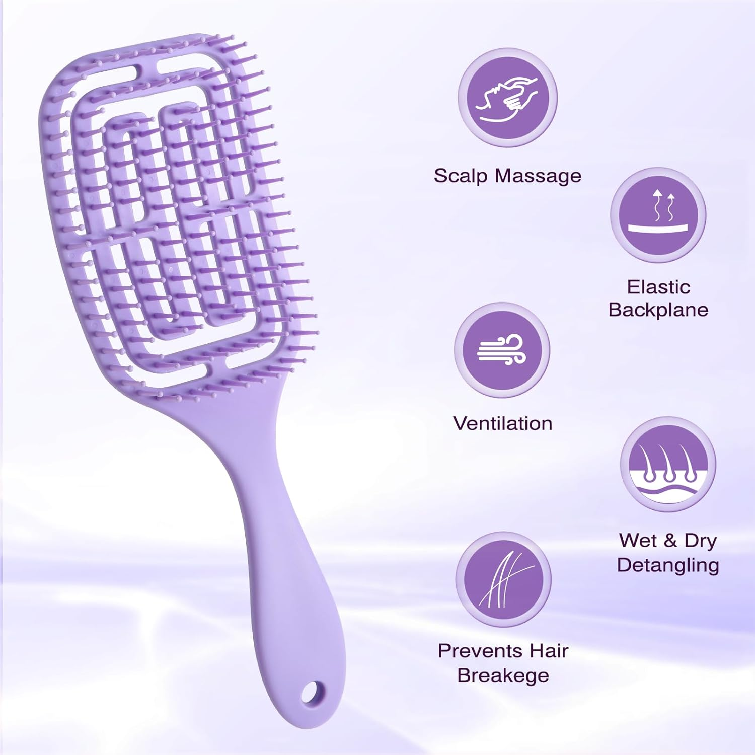 Brencco Detangle Hair Brush, Hairbrush Professional Curved Ventilation, Hair Brush for for Straight, Curly & Wet Hair, Comb for Women/Men/Children image number 2