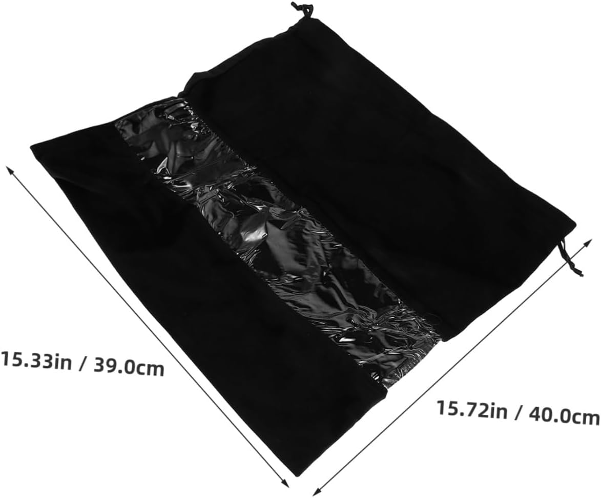 Portable Transparent Drawstring Dryer Bag Lightweight Velvet Dust Pouch for Hair Dryers Curling Tools Shoes and Purses Travel Friendly Organizer with Easy Access Closure Black