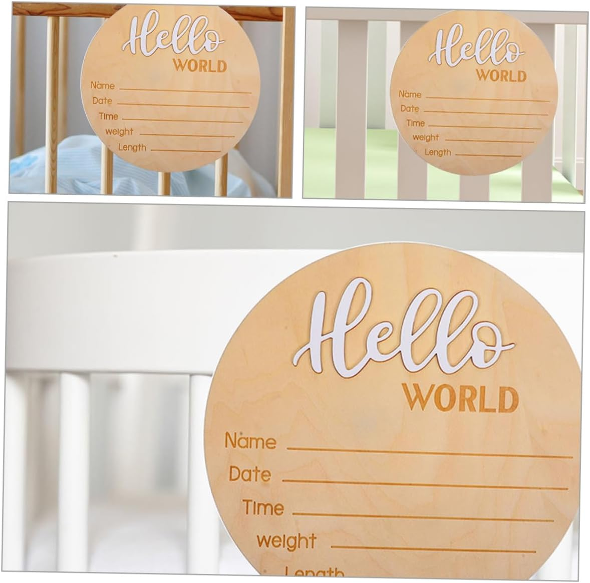 2Pcs Wooden Name Sign for Newborn Birth Announcement Photo Prop Sign for Hospital Birth Records Sturdy and Safe for Newborn Photography image number 5