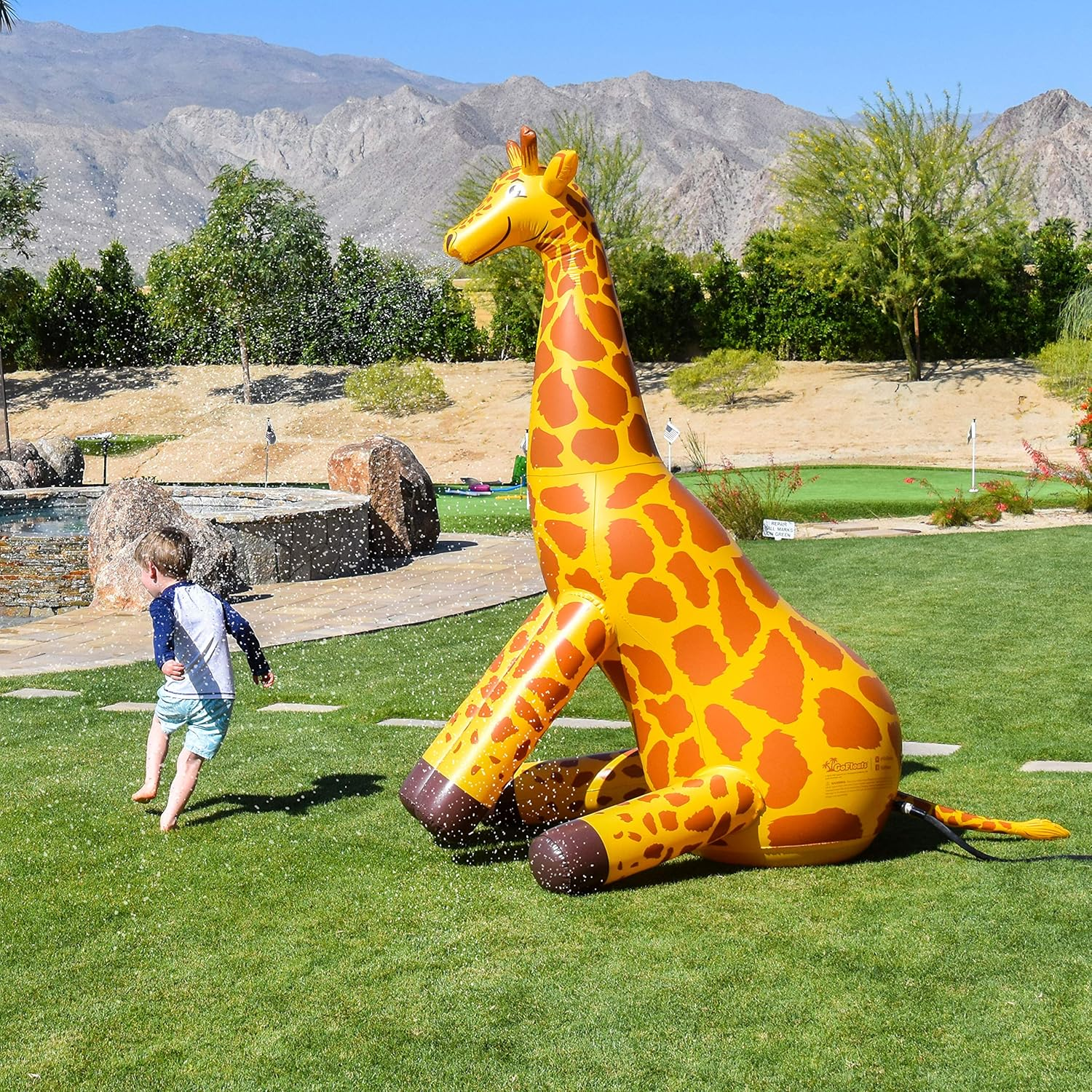 Gofloats Giant Inflatable Giraffe Party Sprinkler - 7 Feet Tall Yard Sprinkler for Kids Summer Fun image number 3