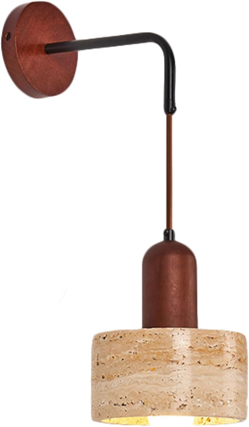 Wall Mounted Lamp Stone Lampshade Wall Lamp Adjustable Cord Height Bedside Wall Lamp E26 Travertine Wall Sconce Wall Lighting image number 3