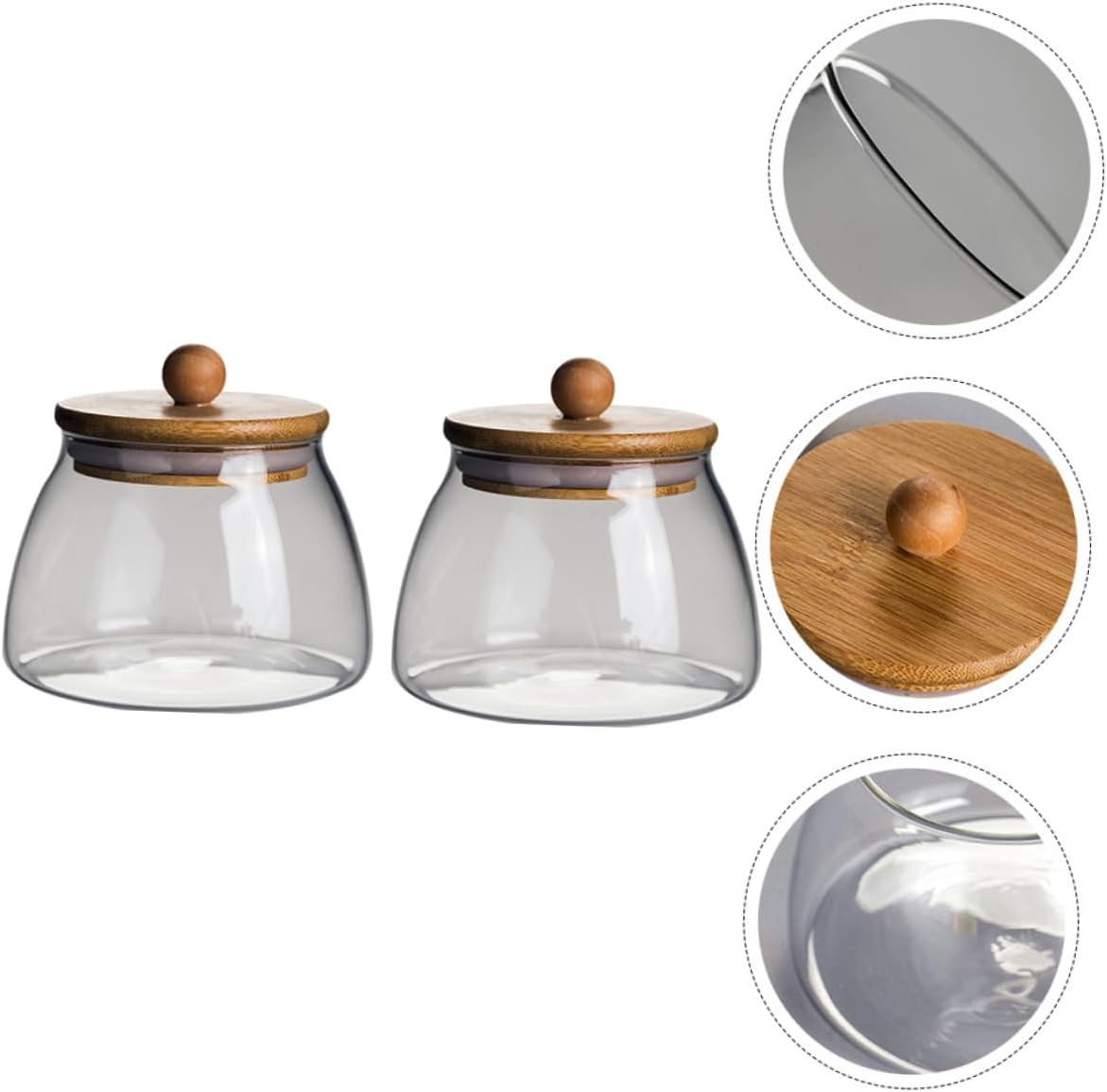 HOLIDYOYO 2Pcs Glass Candy Jar Lid Airtight Storage for Sweets Cookies Snacks Glass Design for Wedding Favors and Home Organization image number 3