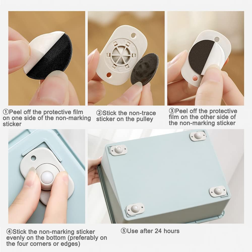 16 Pieces Self Adhesive Caster Wheels Mini Swivel Wheels Stainless Steel Paste Universal Wheel 360 Degree Rotation Sticky Pulley for Bins Bottom Storage Box Furniture Trash Can image number 6