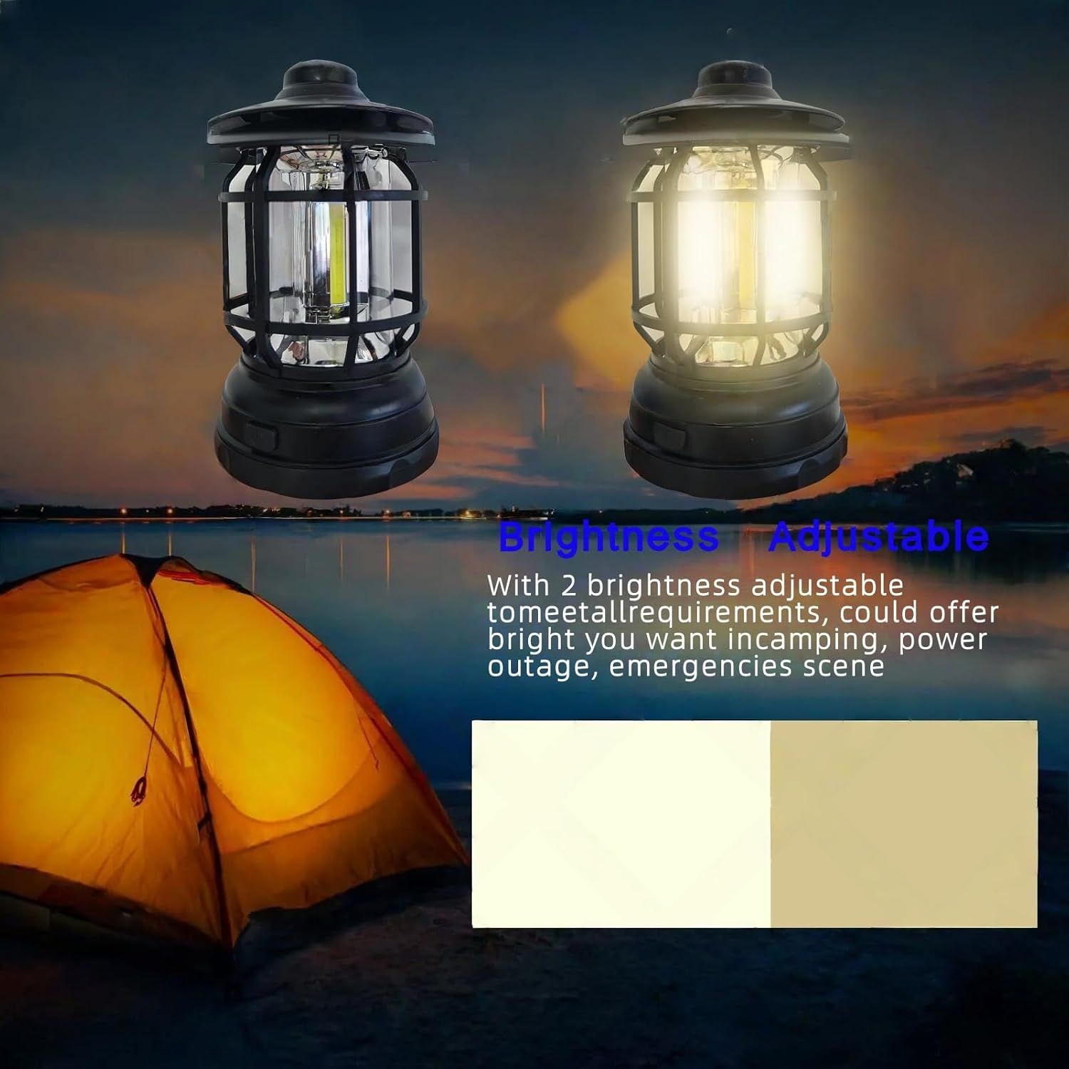 Jaelbael LED Camping Lantern - Retro Design for Camping, Hiking, Emergencies | Battery-Powered Warm Light Compact & Lightweight (Battery Not Included) image number 4