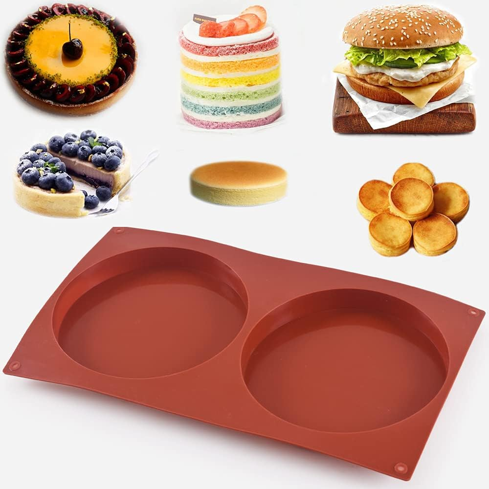 Ionegg round Cake Pans, 5.4 Inches Silicone Molds for Baking, Nonstick & Quick Release Baking Pans for Layer Cakes, Cheese Cakes, Rainbow Cakes and Chocolate Cakes, Pack of 2 image number 1