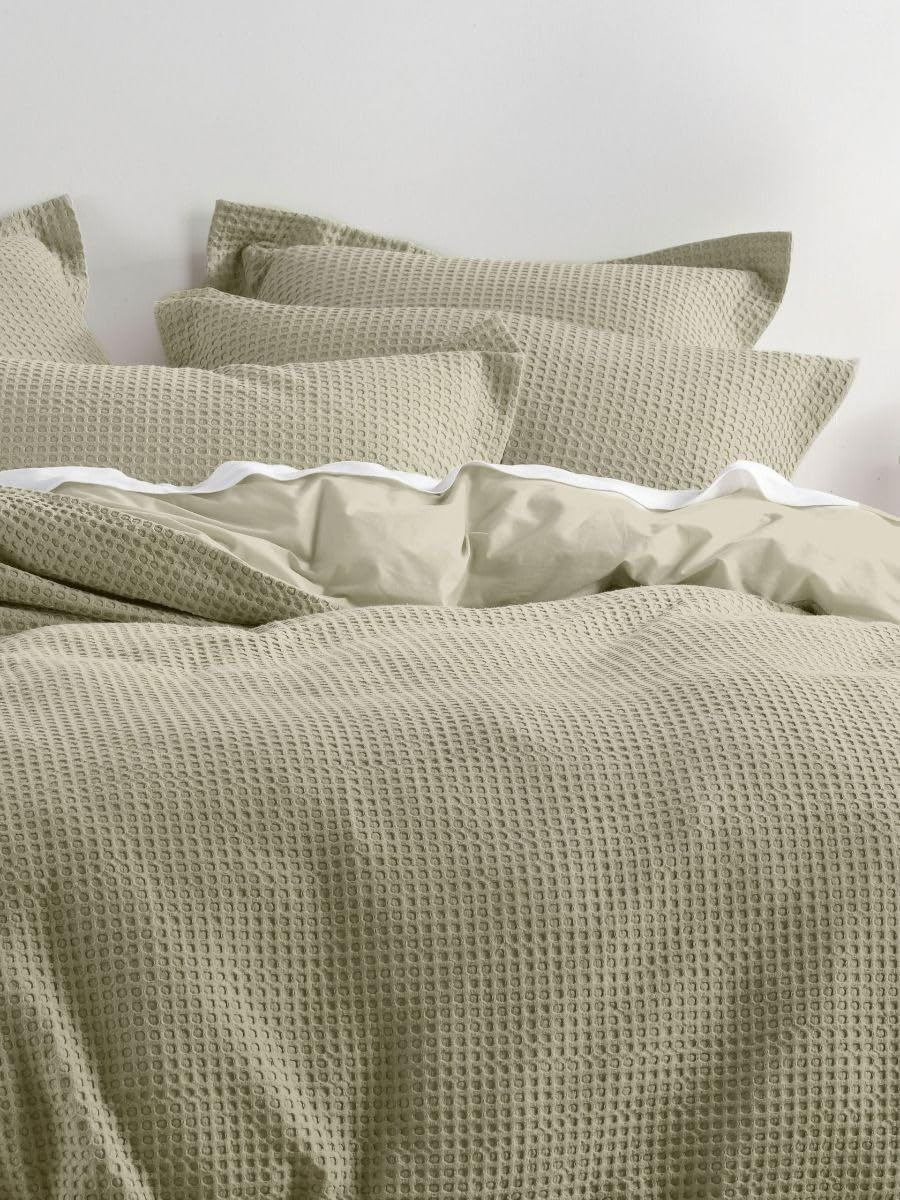 Linen House Deluxe Quilt Cover Set, Waffle Eucalyptus, Queen Size image number 2