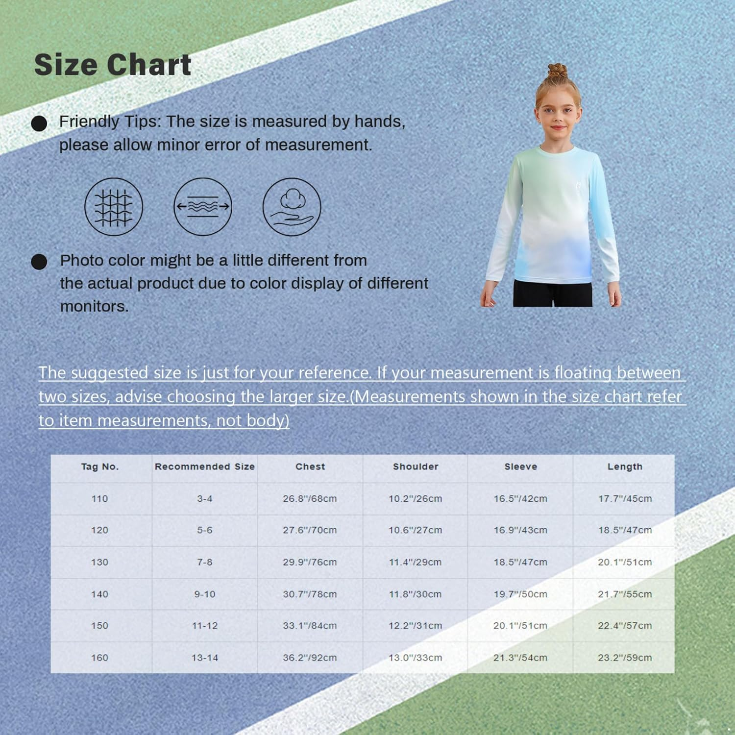 Sxiwei Kids Girls Gradient Tennis Golf T-Shirt Long Sleeve Quick-Dry Moisture-Wicking Lightweight Sports Tops image number 4