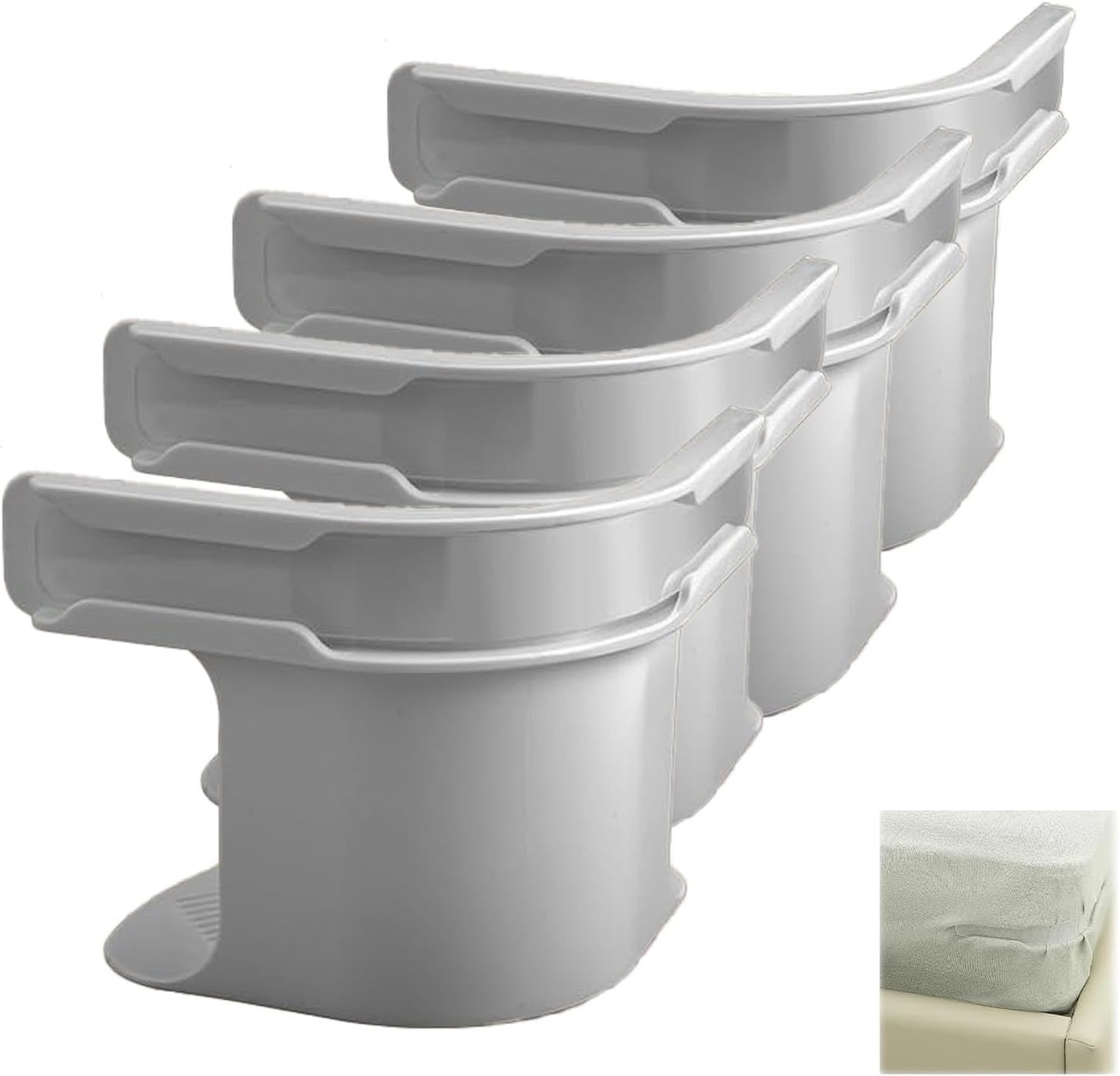 4Pcs Bed Sheet Holder Fitted Sheet Straps, Large Holders Keep Sheets Firm & Tight,Bed Sheet Rack with Lock Strip Easy to Install for All Mattress Sizes-Grey