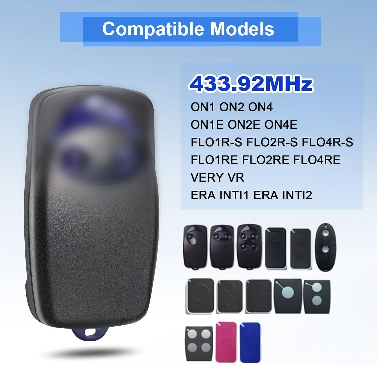 Garage Door Opener Hand Transmitter for Remote Control Nice, Gate Remote Control 433.92 Mhz, 2 Channels, Compatible with Flo1R-S, Flo2R-S, Flo4R-S, 3 Pieces image number 2