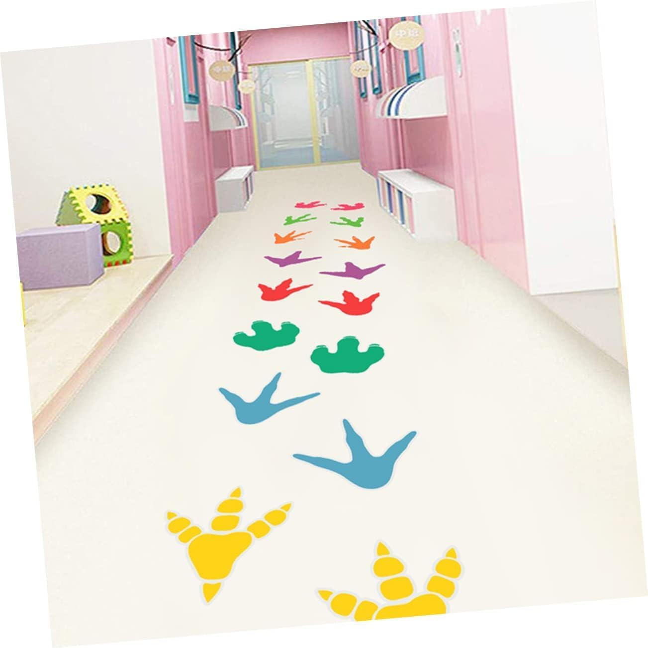 4PCS Dinosaur Floor Decals Set - Peel and Stick Vinyl Tracks Stickers for Nursery, Boys Room & Playroom Decor - Fun Kids Wall Stickers for Dinosaur Theme image number 5