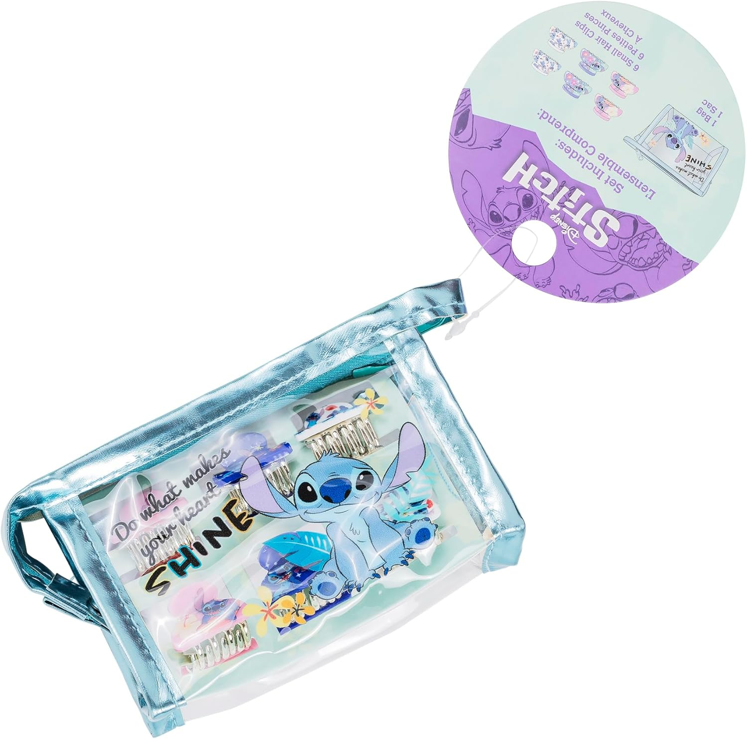 Disney Lilo & Stitch Hair Clip Set and Travel Bag VS701081L.PH, Multicolour, Travel Bag image number 1