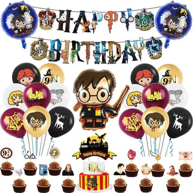 Harry Potter Party Decorations, Party Supplies with Banner, Foil Balloon, Cupcake Toppers for Kid Birthday Decoration image number 6