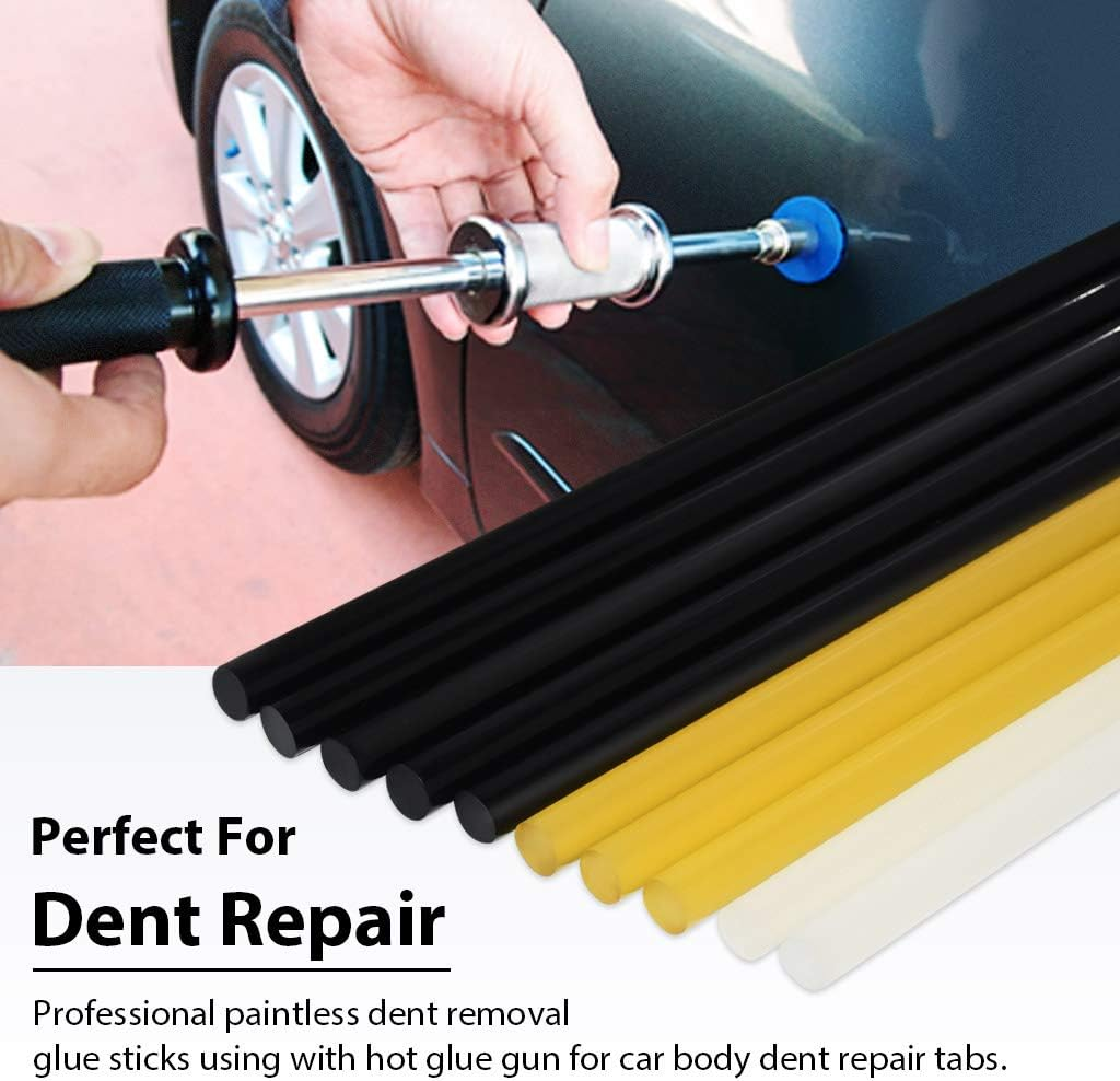 FIRSTINFO Paintless Dent Removal Glue Sticks Hot Melt Adhesive Glue Sticks Paintless Dent Repair Tool for Car Repair Dent Remover Tool Set - 5*Black, 3*Yellow, 2*White, &Phi; 0.44 Inch X L 11.8 Inch image number 3