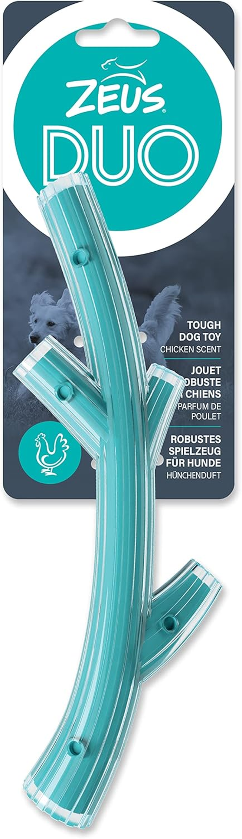 Zeus Duo Stick Strong Dog Chew Toy for Active Chewers, Long Lasting Chicken Scent, Turquoise (96271) - Light Green image number 6