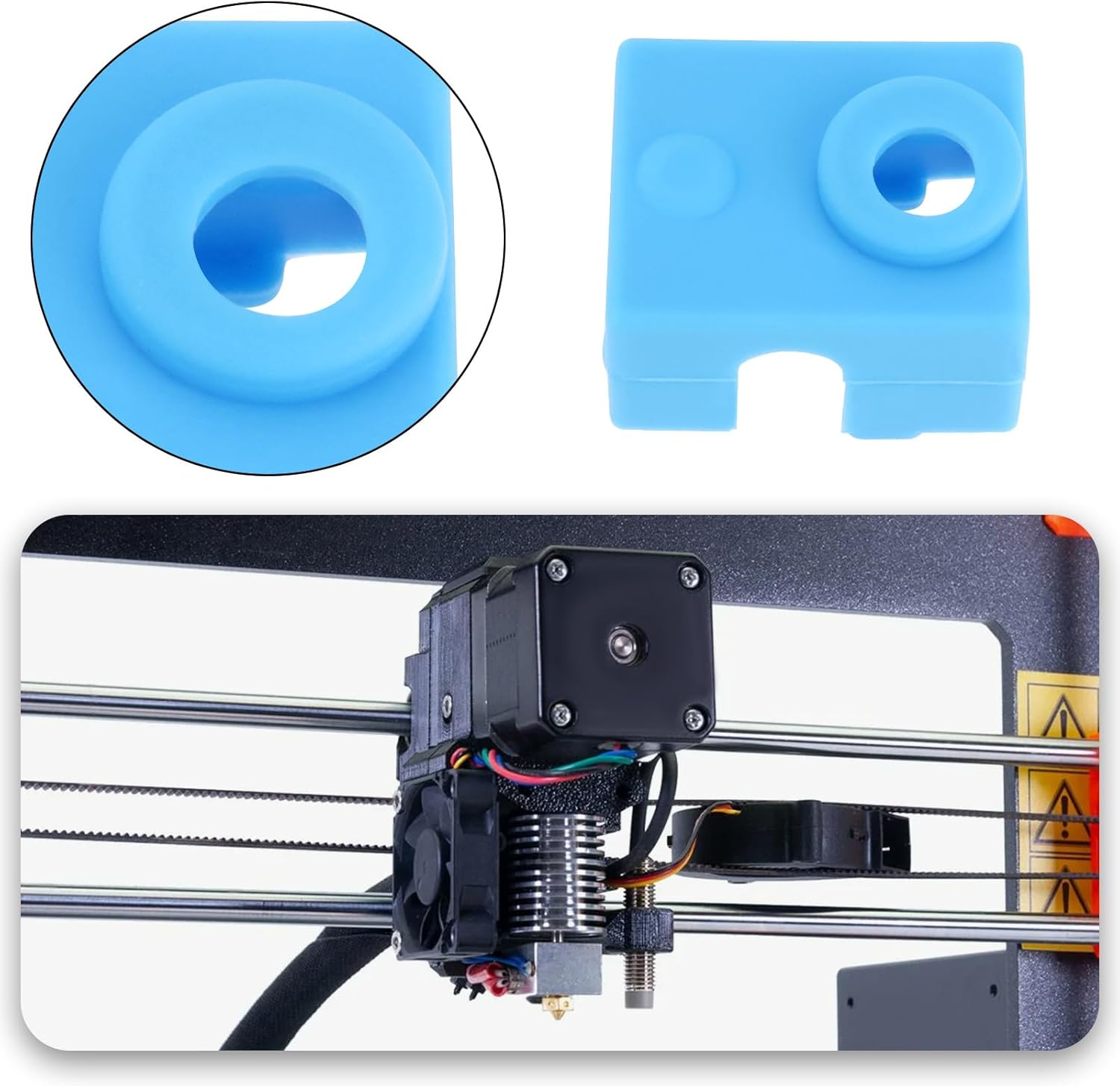SING F LTD 4Pcs 3D Printer Heater Block Silicone Socks Cover Silicone Hotend Sock Compatible with Prusa MK3 MK3S Compatible with E3D V6 PT100 Blue - Blue image number 5
