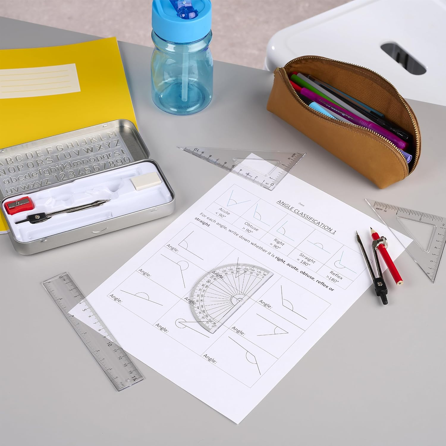 Linex, Maths Set 10 Pieces in Tin Case, Geometry Set for School Student