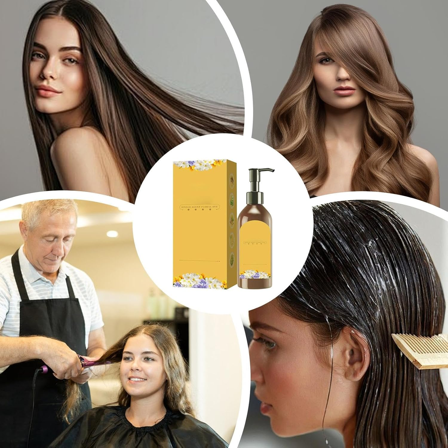 Dark Hair Dye Shampoo - Vegetable Hair Dye Shampoo, Unisex Shampoo and Hair Dye, Single Dose Plant Dye with Floral Fragrance | Herbal Hair Dye Shampoo, Long Lasting Natural For