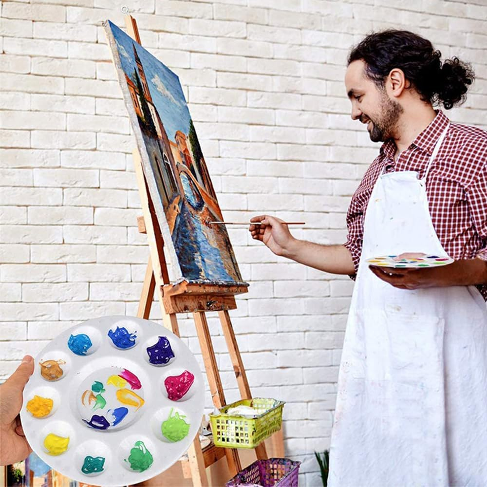 Paint Palettes for Kids, 12 Pack, 10 Wells, Plastic Art Paint Tray for Acrylic Painting image number 3