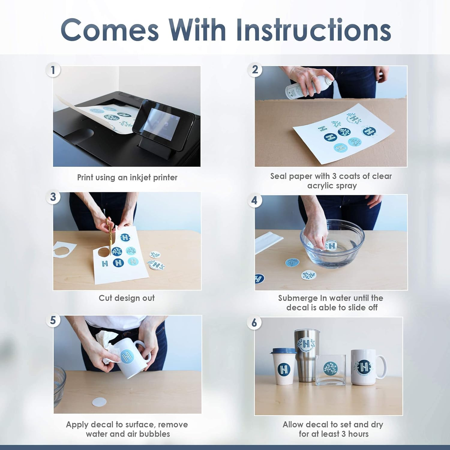 Hayes Waterslide Decal Paper for Inkjet Printers &ndash; 20 Clear A4 Sheets (8.25 X 11.7) | Quick Dry, Strong Adhesion, Easy Application | Premium Transfer Paper 200Gsm for DIY Crafts image number 3