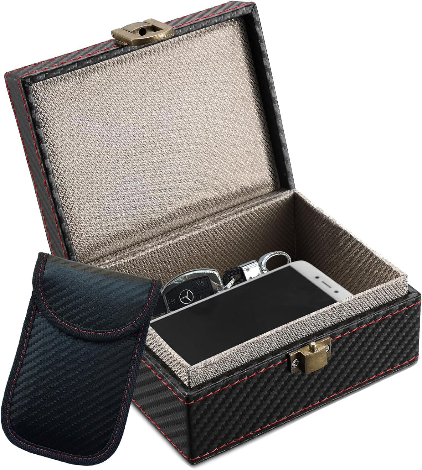 Faraday Box with a Blocker Pouch, Car Key Signal Blocker Box, Keyless Entry RFID Blocking Box, Anti-Theft Faraday Cage,Key Storage Boxes,Safe Secure Box for Remote Smart Keys image number 1