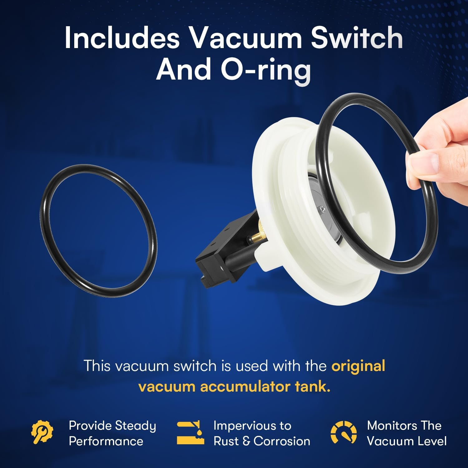 Sunluway Upgraded 385318032 Vacuum Tank Switch Kit with O-Ring Compatible with Sealand/Dometic, Accumulator Tank Vacuum Switch Direct Replace for 729100 Vacuum Tank, White image number 5