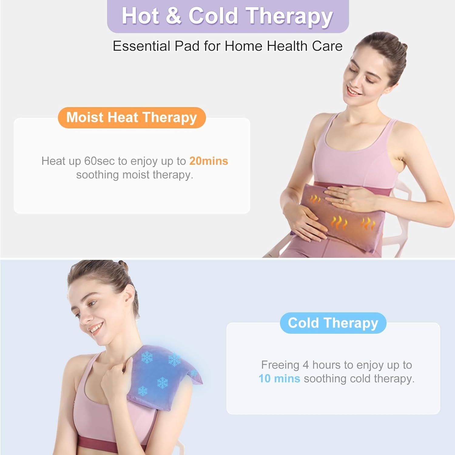 Suzzipad Heating Pad Microwavable for Pain Relief with Washable Cover, 7 X12" Reusable Heat Pad for Shoulder, Belly, Elbow, Knee, Moist Heat Pack for Period Cramps, Arthritis, Joint Pain, Sore Muscle image number 3