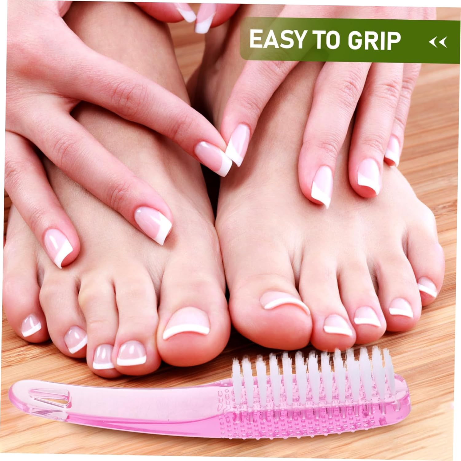 2Pcs Manicure Brush for Nails Clean up Nail Scrubber Brush Plastic Handle Grip Pedicure Foot Care Dust Removal Tool image number 2