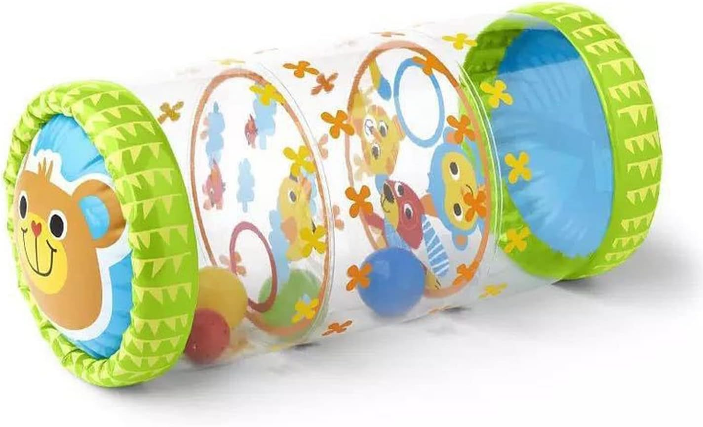 RIZGHWOY Baby Beginner Crawling Roller with Balls and Bells Nonleaking Inflatable Roller Toy for 3 Months to 3 Years Old Babies image number 3