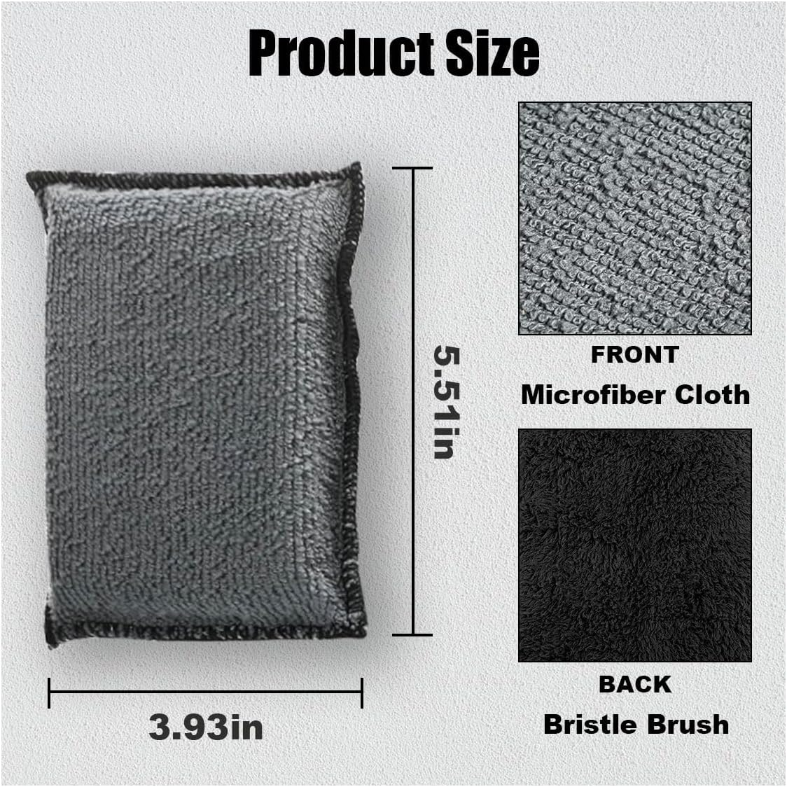 3PCS 5"&times;3" Car Interior Scrubbing Sponges, Microfiber Car Wash Sponges, Auto Detailing Scrub Pads, Interior Cleaning Sponges for Car Leather, Plastic, Vinyl, Upholstery (Gray Black) image number 2