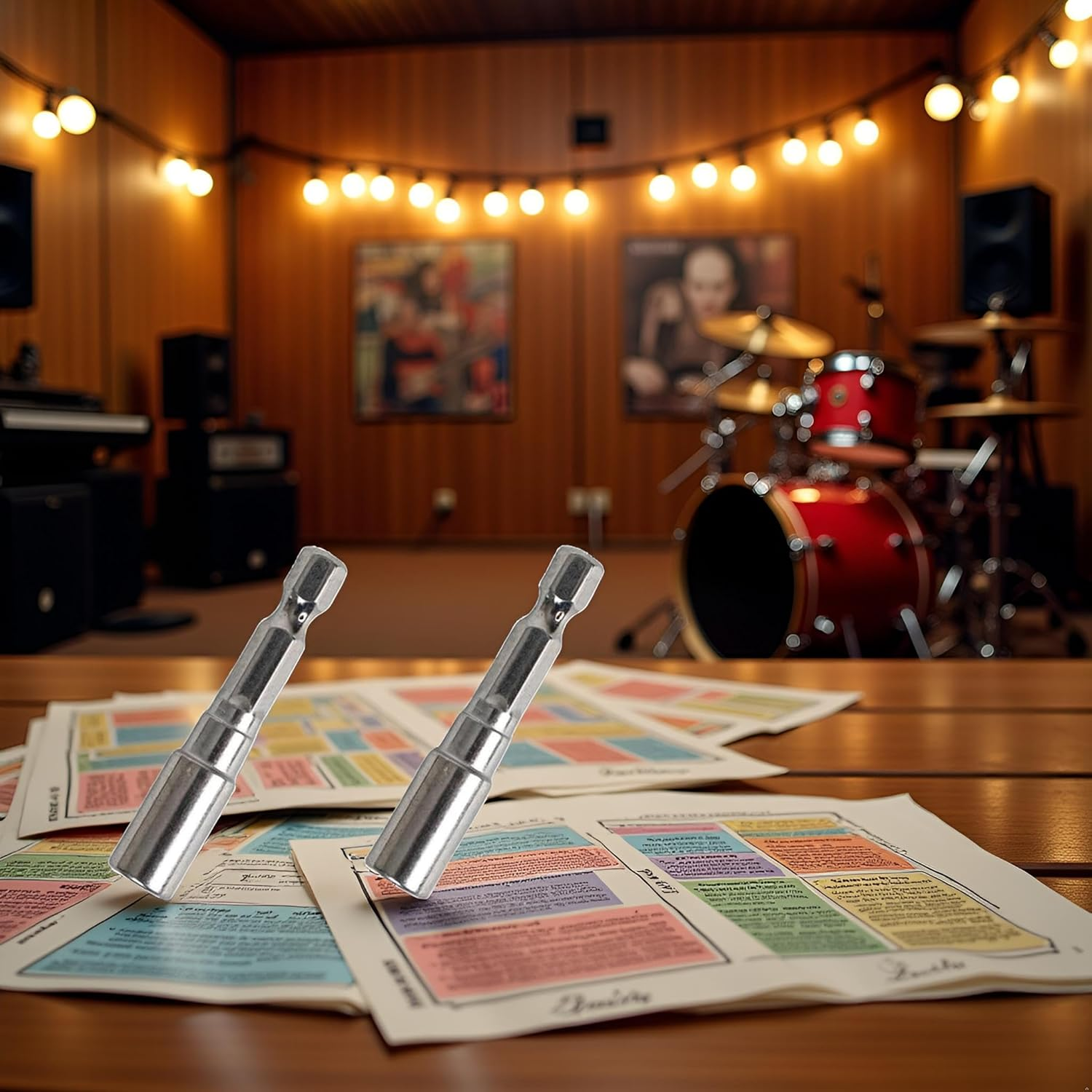 2Pcs Silver Steel Drum Tuning Key Drill Bit Tension Drum Key Percussion Hardware Tool for Electronic Drum Accessories Replacement Metal Wrench Drum Keys and Drum Set Accessories image number 6