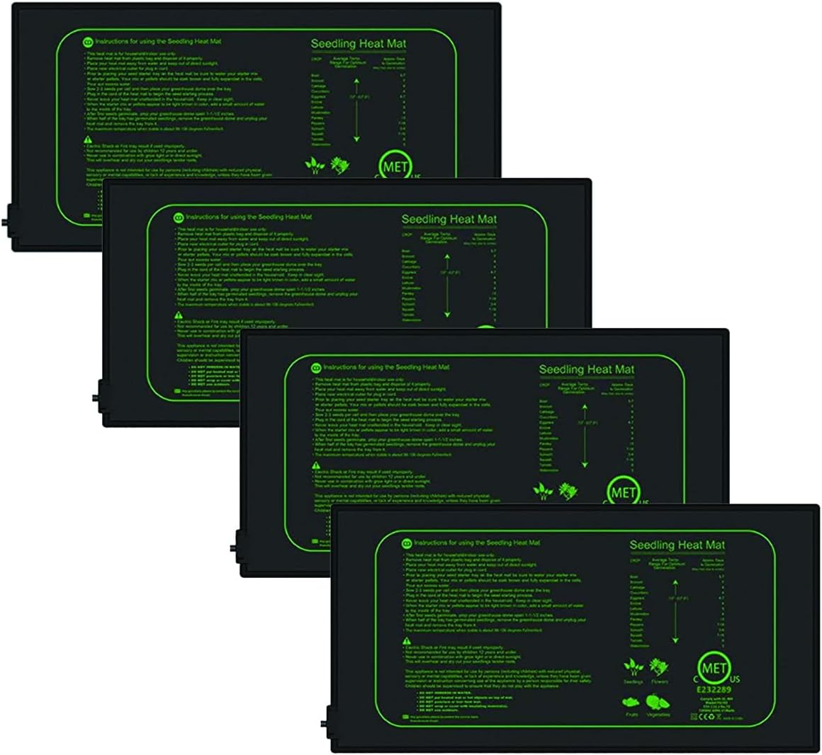 Seedling Heat Mat 4 Pack, Heating Mat for Plants Grow Seed Starting Greenhouse, Waterproof Durable Germination Warm Hydroponic Heating Pad image number 5