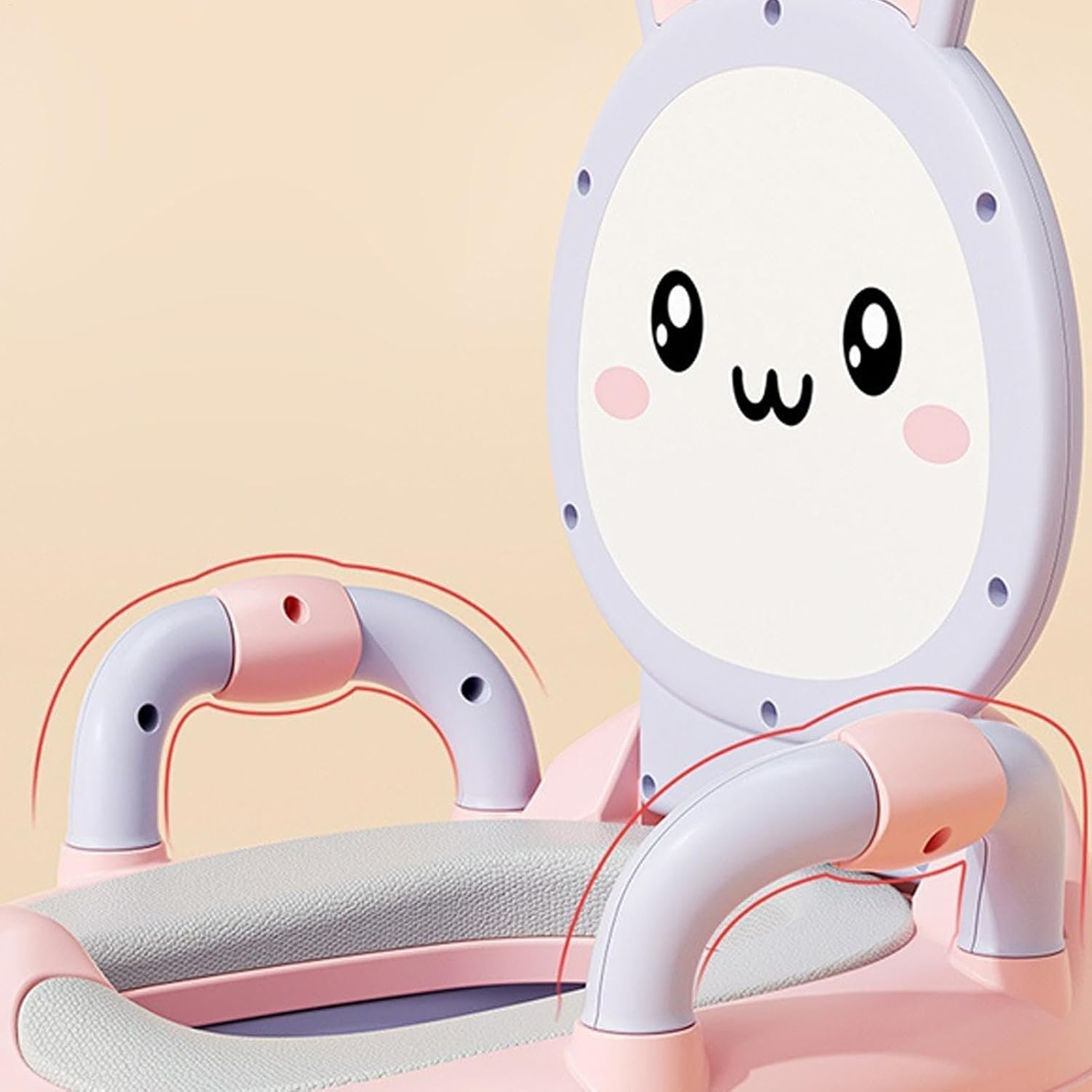 Potty Training Toilet - Duck, Rabbit Travel Potty Seat - Travel Potty Handles - Non-Skid Bottom Toilet Seat for Boys and Girls - Back Support Training Seat for Ages 6-60 Months image number 3