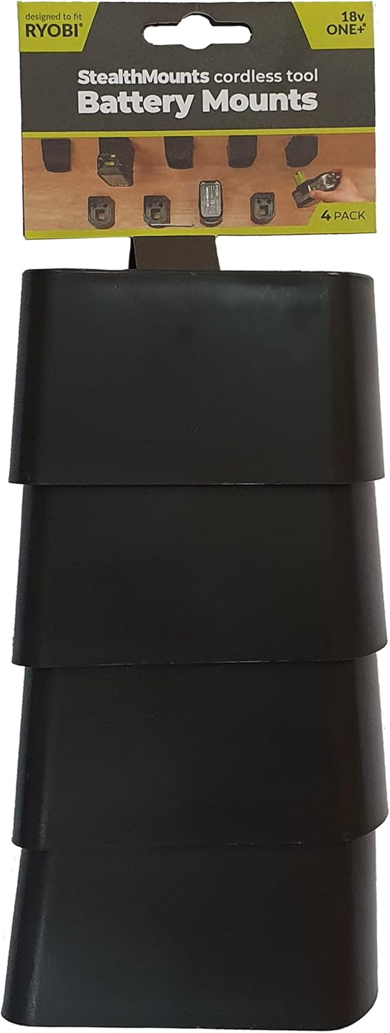 Stealthmounts Battery Holder Compatible with Ryobi 18V (4 Pack) - Black Battery Mounts | Made in the UK image number 2