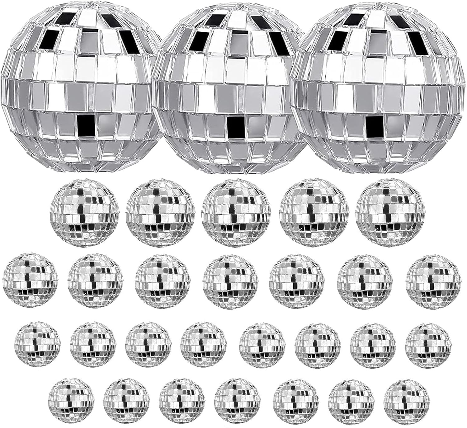 30PCS Mirror Disco Ball, 4 Sizes Disco Ball Decoration for Cake Party Wedding Home Decoration, Stage Props, Christmas Xmas Tree Ornament image number 4