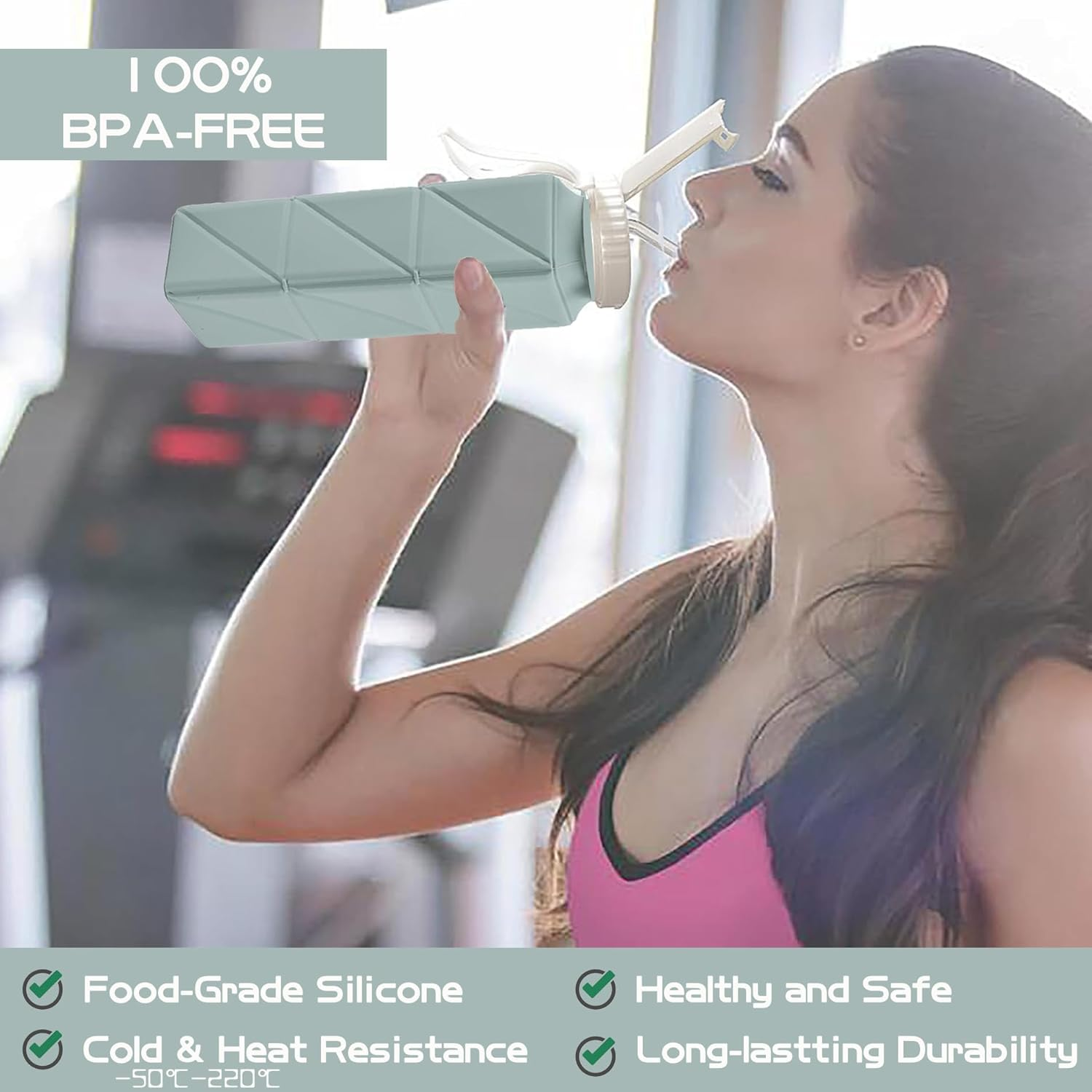 Collapsible Water Bottles with Leakproof Lid, 21Oz Silicone Travel Bottles - Leakproof Bpa-Free Foldable Travel Bottle for Travel Gym, Hiking, Sports, Camping, Biking Portable Reusable Expandable image number 2