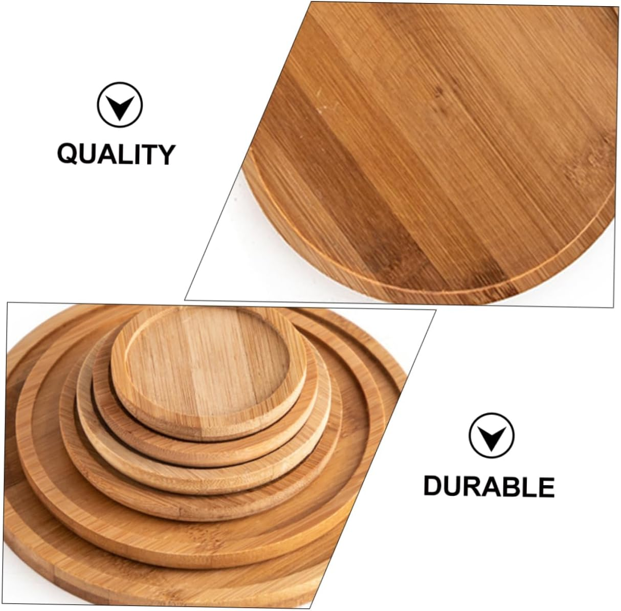 BUTIFULSIC 5Pcs Bamboo round Plant Pot Trays Set for Indoor and Outdoor Gardening, Potted Plant Flowerpot Bottom Trays Multiple Sizes (6.5Cm to 12Cm) Suitable for Succulent and Bonsai Pots
