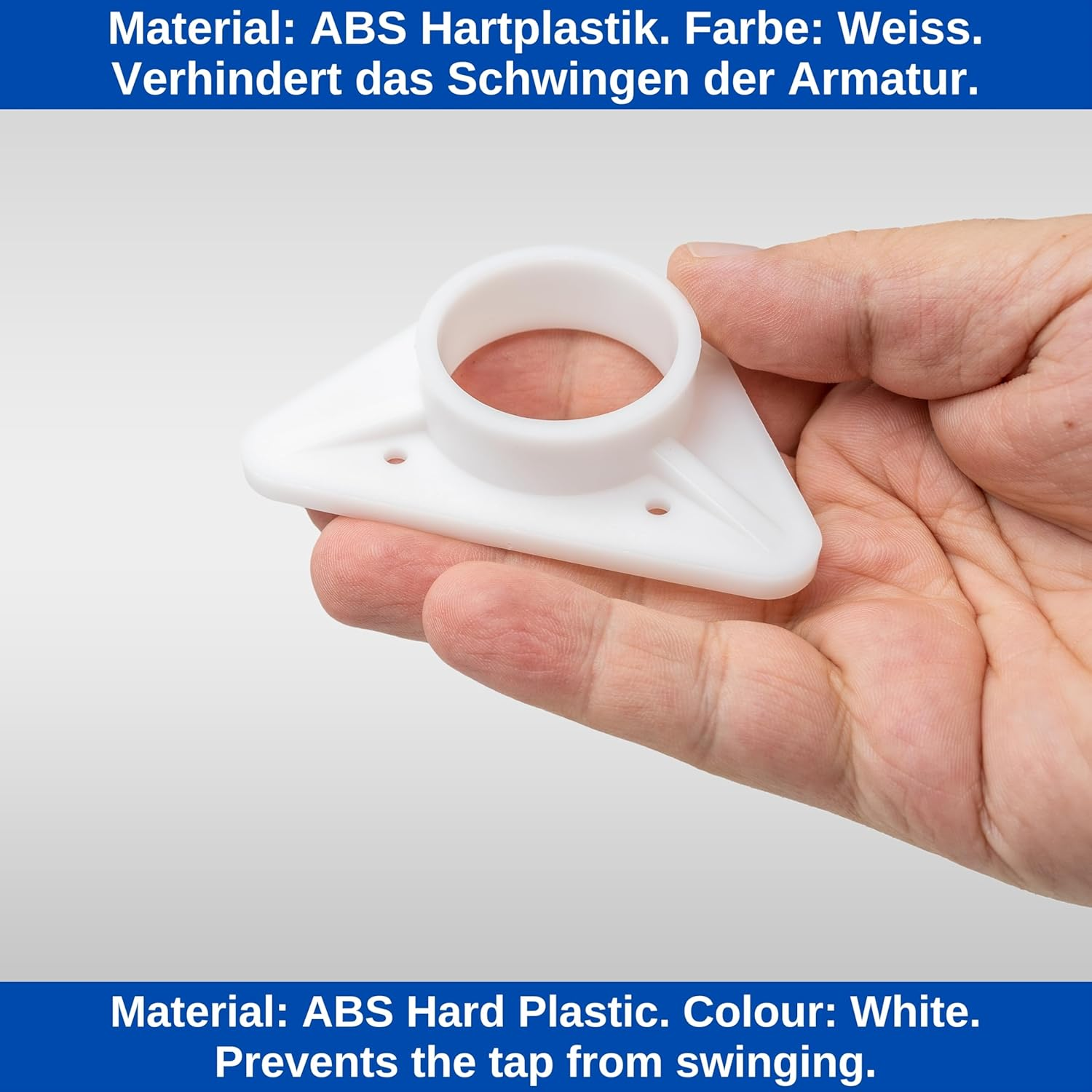 Sink Reinforcement, 1 Piece, in White, Made of ABS, Standard Size with Diameter 36.5 Mm Inner Bore, Tap Stabiliser for Thin-Walled Stainless Steel Sinks, Sink Fitting Stabilisation against Swinging image number 3