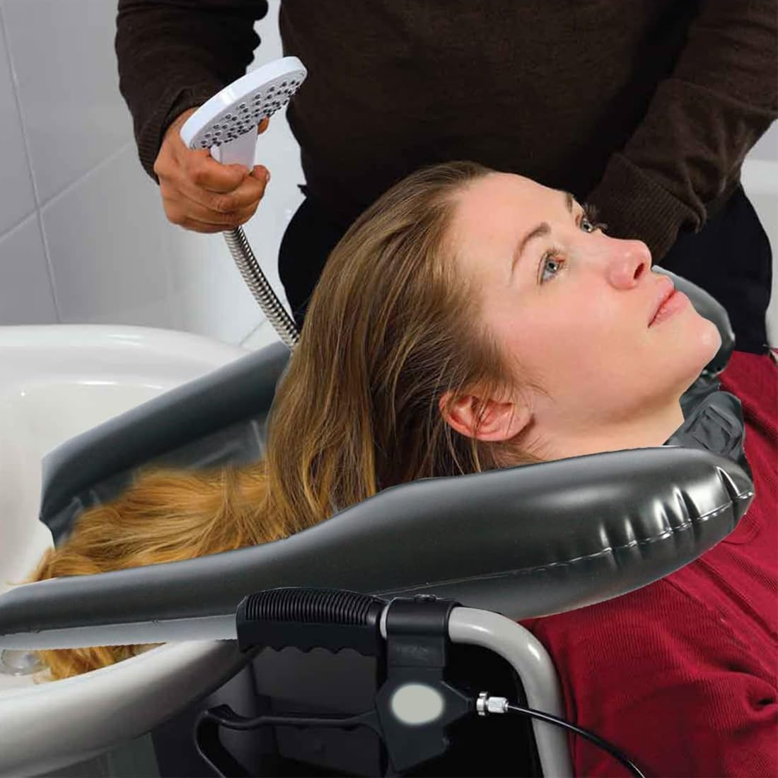 SJBAUTYO Portable Tray, Home Shampoo, Bath for Hair Washing, Inflatable Basin for Washing Hair, Bed Basin for Head at Home, Portable Hair Wash Tray image number 3