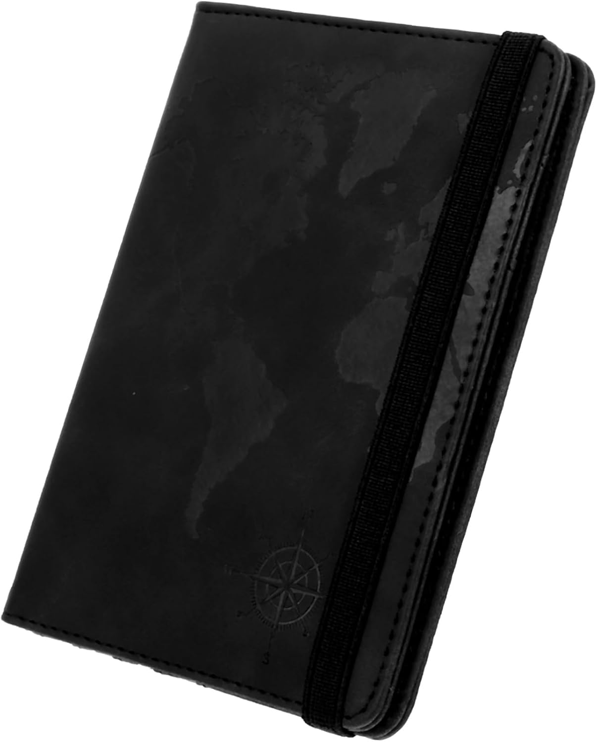 LABRIMP Travel Holder World Map Design Multi-Card Slots and Elastic Strap for Easy Organization for Documents and Tickets Pu Leather Material