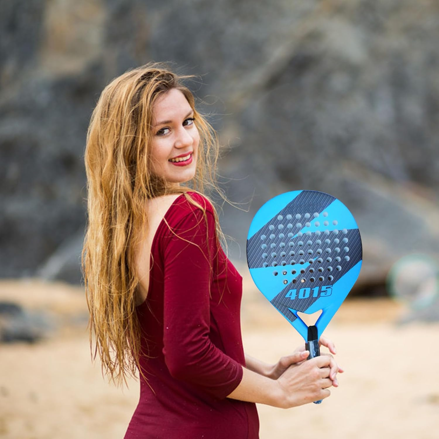 Paddle Tennis Rackets,Pop Carbon Fiber Paddle Tennis Rackets - Lightweight Carbon Fiber Noise Paddle Anti-Shock EVA Racket image number 6