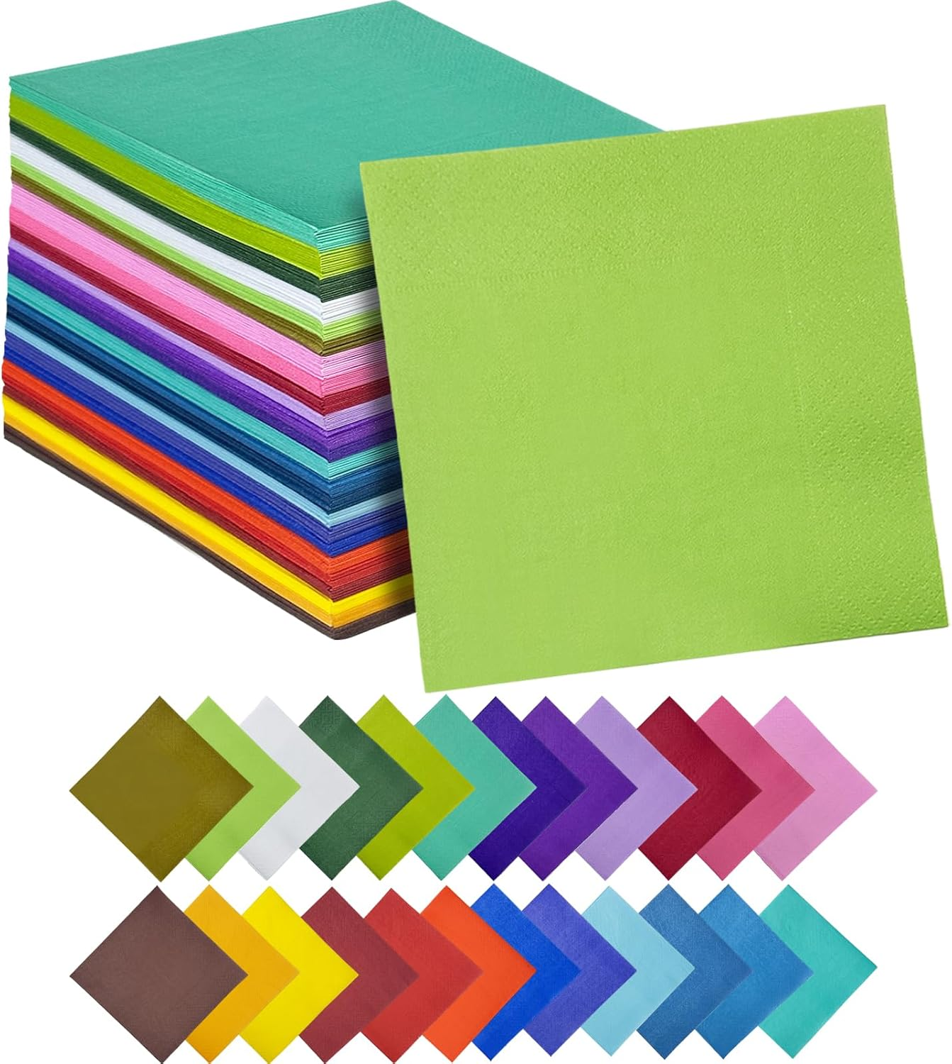 Qiqee 120 Count 24 Colors Cocktail Napkins 25.4 * 25.4Cm Disposable Beverage Napkin Paper for Cocktail, Wedding, Dinner, Birthday Party Dessert Wine Paper Napkins(10 * 10Inch) image number 4