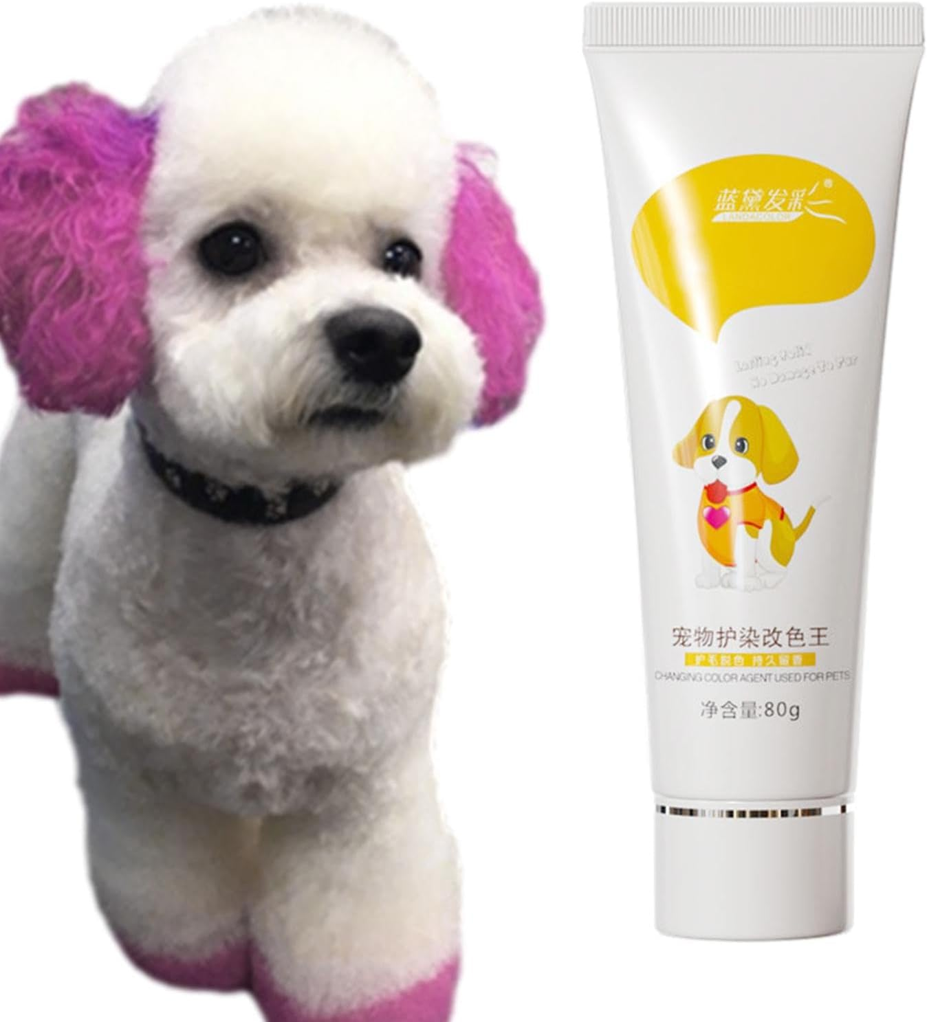 Puppy Hair Dye - Dog Dye Pet Paint Hair Coloring for Puppies 80G - Long Lasting Fruit Pet Hair Dye for Kitten and Pets Jmedic - Cute Powder image number 4
