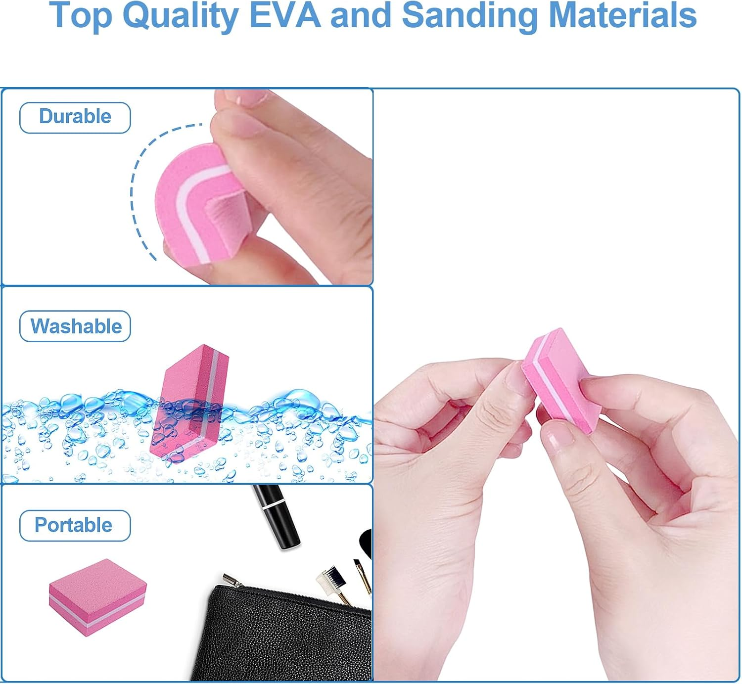 180/240 Grit Nail Buffers (100 Pack), Mini Buffer Block Nail File for Acrylic Nails and Natural Nails, Professional Nail Buffer Block Bulk Buffing Blocks for Nail Buff Manicure File Blocks Set Pink image number 5