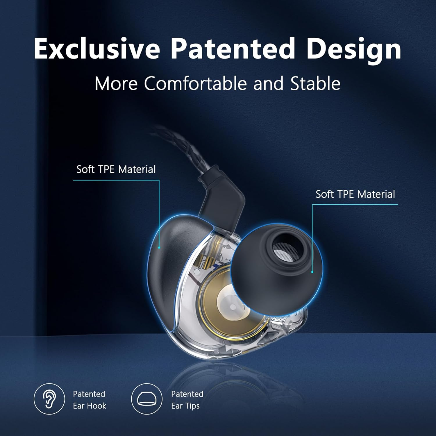 Keephifi CCZ Melody In-Ear Headphones Wired Earphones without Microphone IEM Hifi Bass with 1DD 1BA Ear Fins 4N OFC Cable for Musicians Singers Stage Studio Gaming image number 2