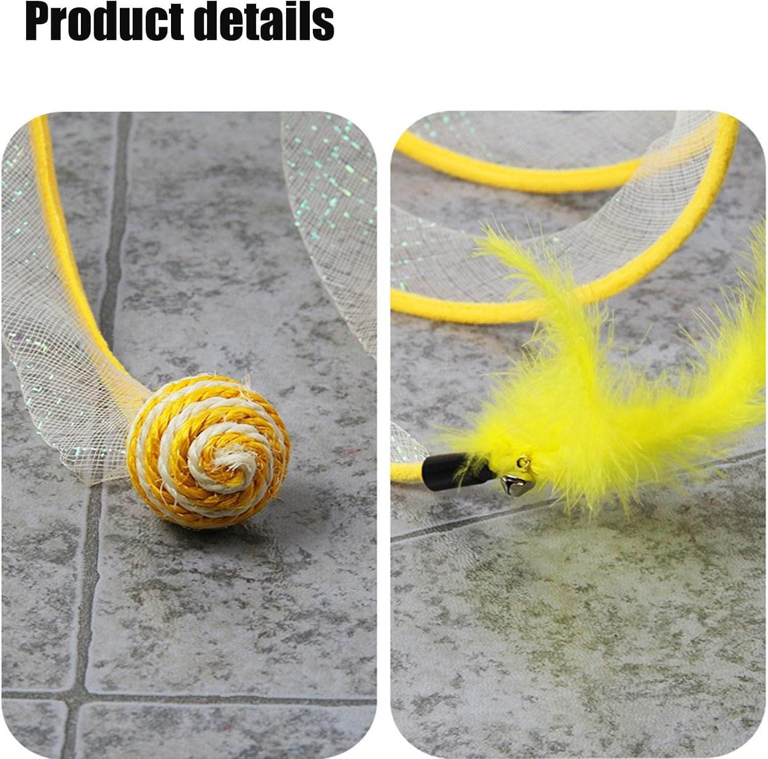 1 Pack Folded Cat Tunnel and Cat Balls Toy with Feathers,Cat Toys Tunnels for Indoor Cats,Cat Toys Bouncy Balls for Indoor Interactive Cats Soft Kitten Toys image number 2