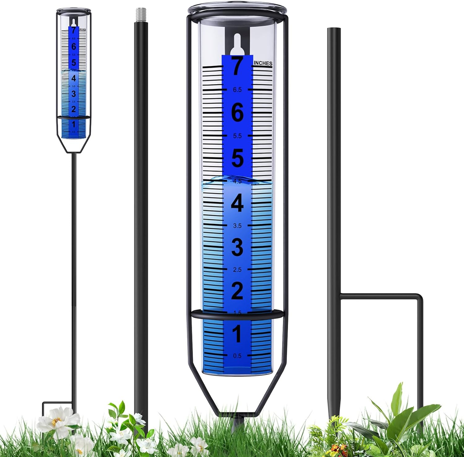 Upgraded Rain Gauge, Freeze Proof Rain Gauge Outdoor Best Rated, Large Numbers Rain Gauges for Yard with Stake, Adjustable Height Rain Measuring Tool for Garden, Lawn, Easy to Install image number 2