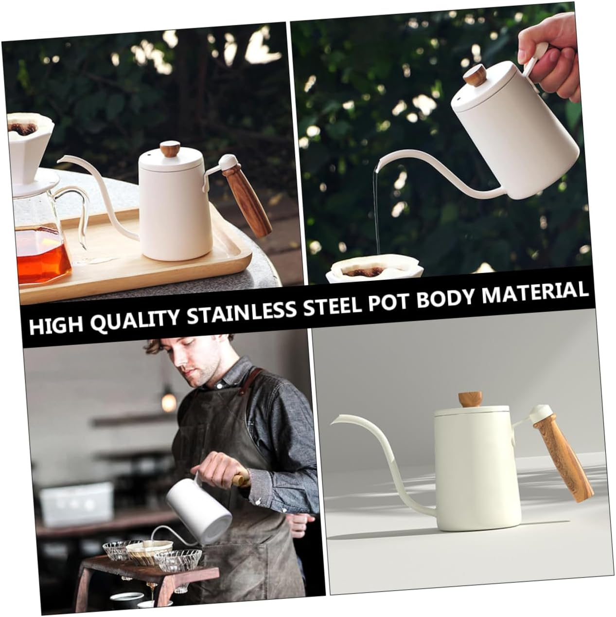 DONFAMDS Hand Brew Coffee Maker Tea Pot Infuser Drip Coffee Pot Stand Stainless Steel Easy Clean image number 6