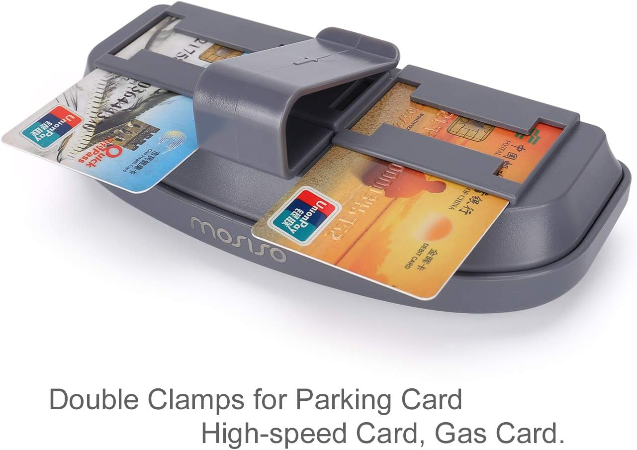 MOSISO Car Visor Sunglasses Case, Universal Automotive ABS Eyeglasses Holder Protective Box Clip Eyewear Hard Shell Storage Organizer with Magnetic Closure and Double Card Clamp, Space Gray