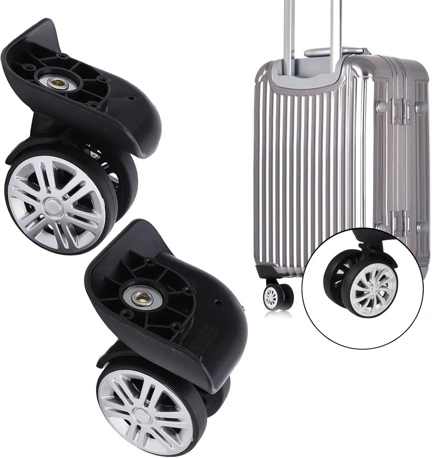 KOSDFOGE Suitcase Caster, 1 Pair Luggage Replacement Wheels Quiet Suitcase Luggage Caster Wheels Repair Parts image number 6